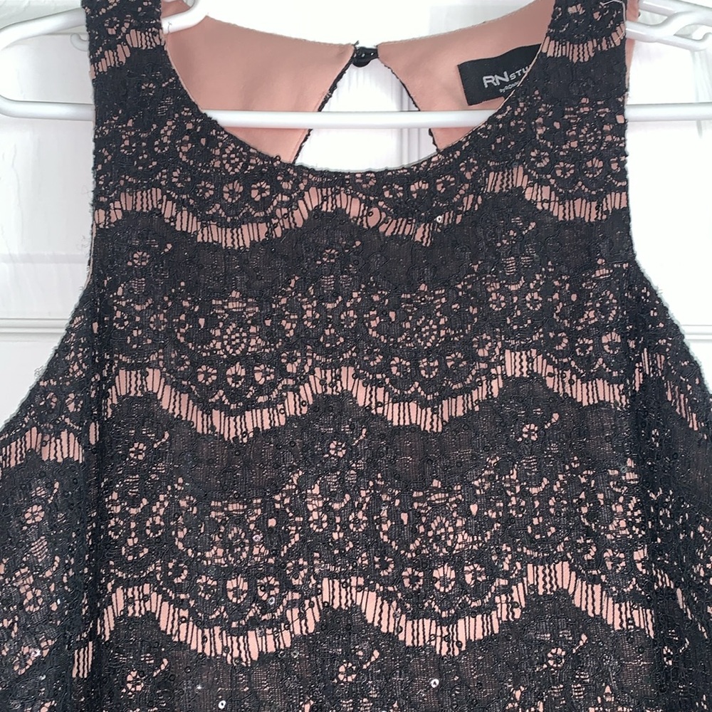 NWOT Black sequin sparkly lace shift women summer dress size 14